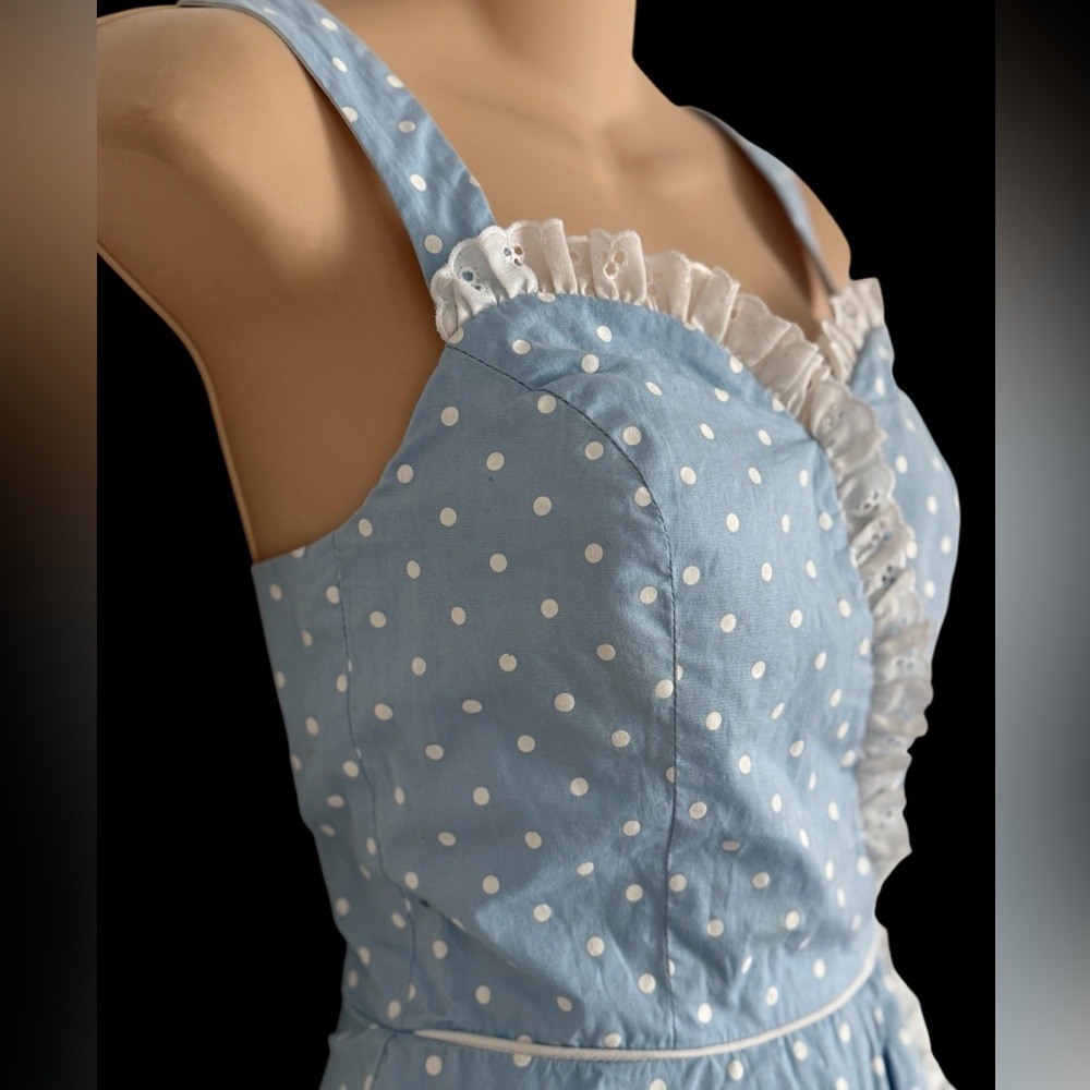 STOP STARING! NWT
baby blue polka dot ROMPER eyelet lace PINUP GIRL rockabilly - Picture 3 of 11